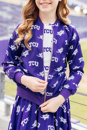 TCU Purple Frog Satin Jacket-Mila & Rose ®