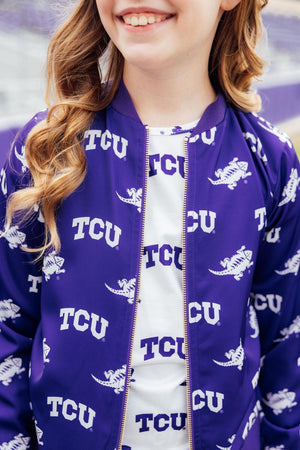 TCU Purple Frog Satin Jacket-Mila & Rose ®