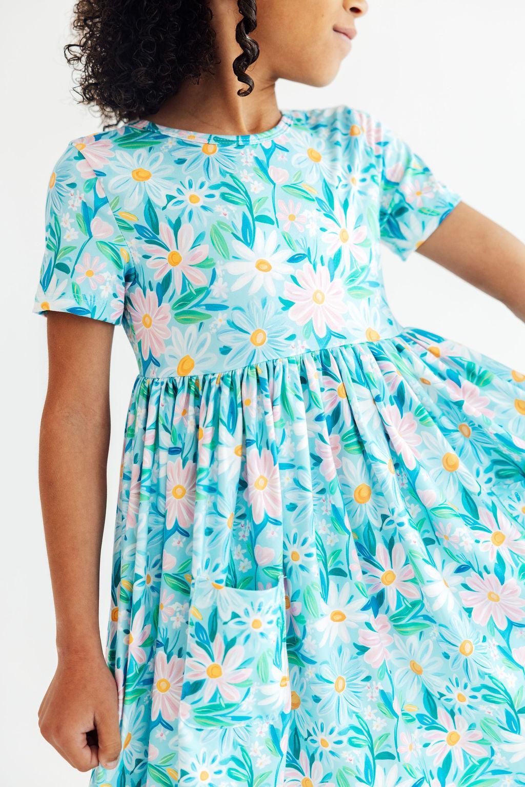 (S) Preppy Daisies S/S Pocket Twirl Dress-Mila & Rose ®
