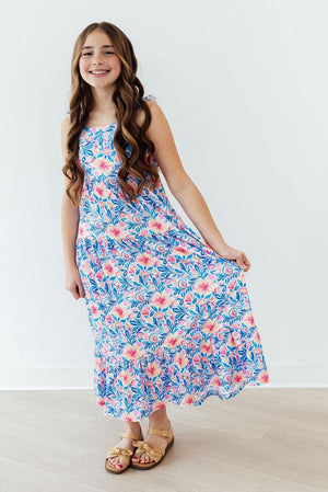 Watercolor Floral Ruffle Maxi Dress-Mila & Rose ®