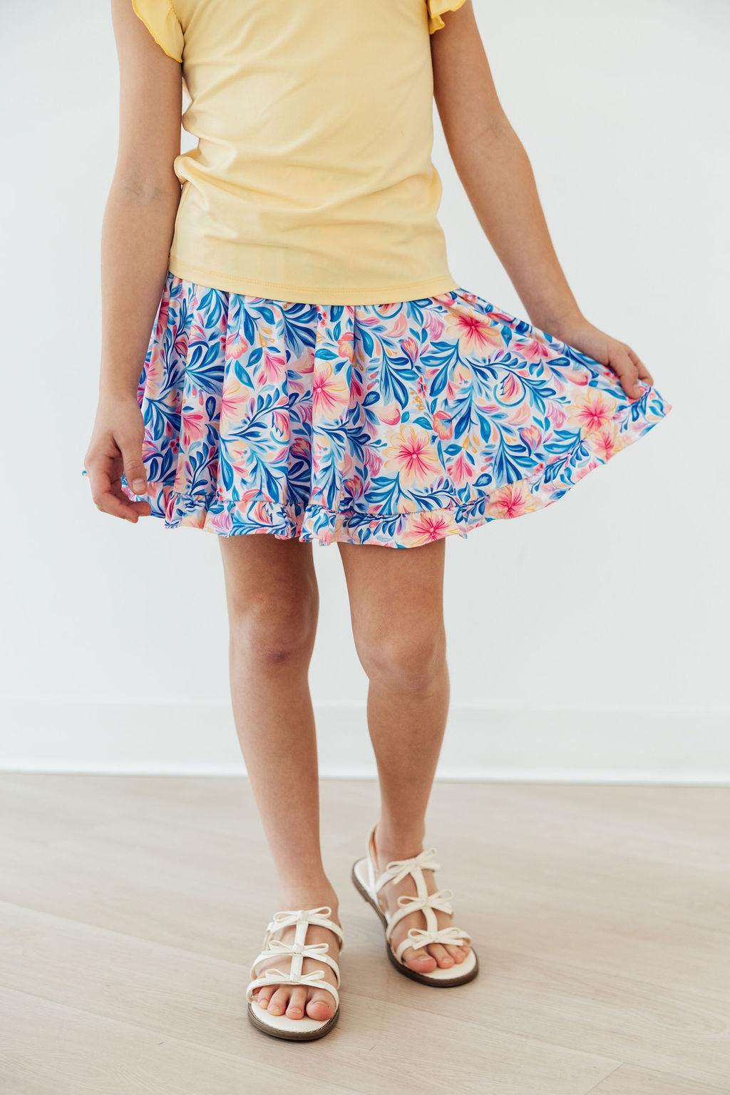 Watercolor Floral Ruffle Twirl Skort-Mila & Rose ®