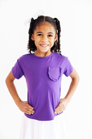 Purple Ruffle Pocket Tee-Mila & Rose ®