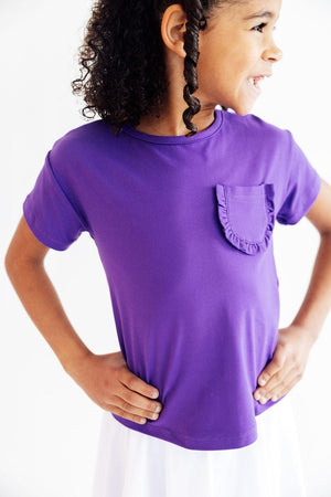Purple Ruffle Pocket Tee-Mila & Rose ®