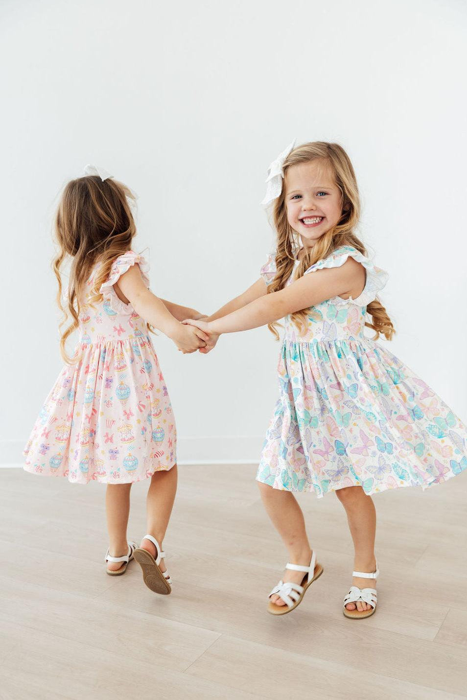 (S) Fluttering Butterflies Flutter Sleeve Twirl Dress-Mila & Rose ®