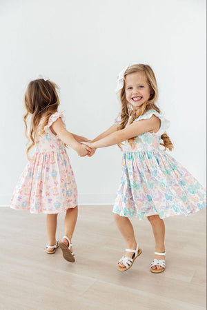 Fluttering Butterflies Flutter Sleeve Twirl Dress-Mila & Rose ®