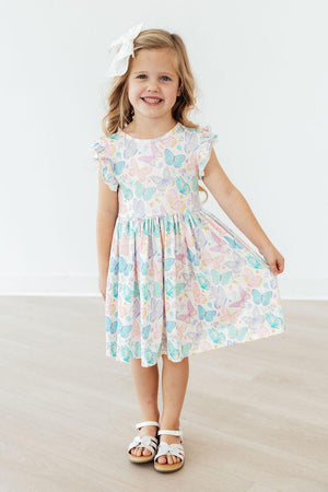 Fluttering Butterflies Flutter Sleeve Twirl Dress-Mila & Rose ®