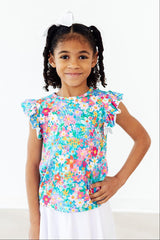 Preppy Floral S/S Ruffle Tee-Mila & Rose ®