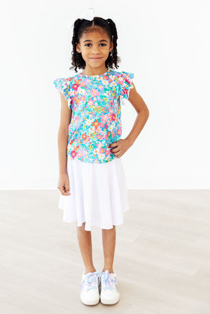 Preppy Floral S/S Ruffle Tee-Mila & Rose ®
