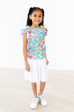 Preppy Floral S/S Ruffle Tee-Mila & Rose ®