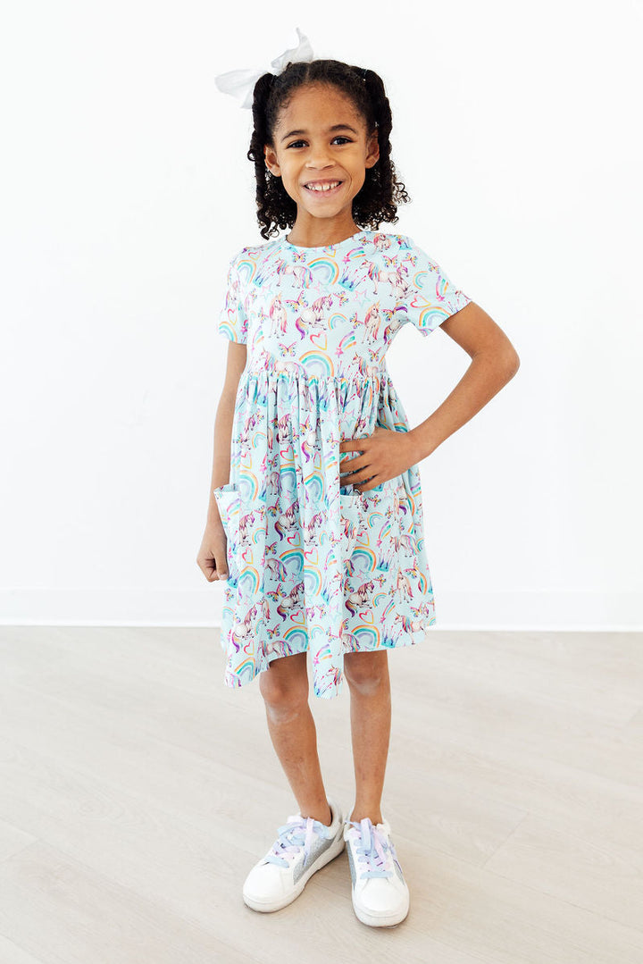 Unicorn Queen S/S Pocket Twirl Dress-Mila & Rose ®