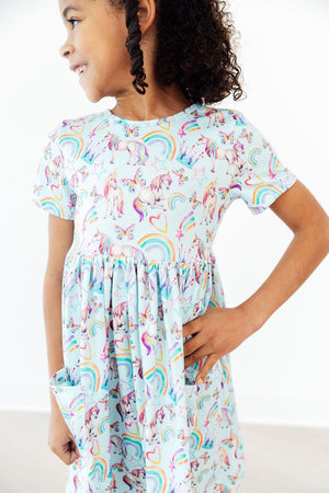 Unicorn Queen S/S Pocket Twirl Dress-Mila & Rose ®