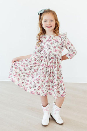 Cowgirl Cutie 3/4 Sleeve Ruffle Twirl Dress-Mila & Rose ®