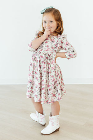 Cowgirl Cutie 3/4 Sleeve Ruffle Twirl Dress-Mila & Rose ®