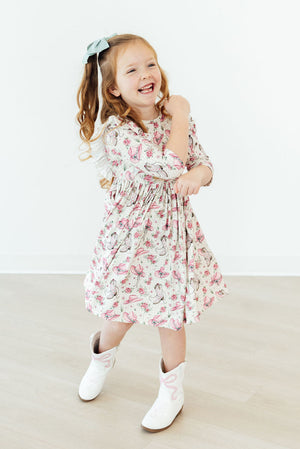 Cowgirl Cutie 3/4 Sleeve Ruffle Twirl Dress-Mila & Rose ®