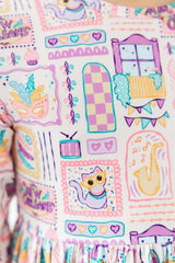 (L) French Quarter Fun 3/4 Sleeve Pocket Twirl Dress-Mila & Rose ®