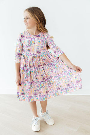 (L) French Quarter Fun 3/4 Sleeve Pocket Twirl Dress-Mila & Rose ®