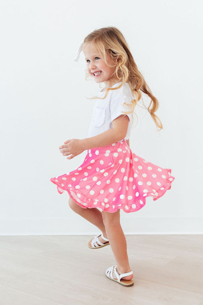 Pink Polka Dots Ruffle Twirl Skort-Mila & Rose ®