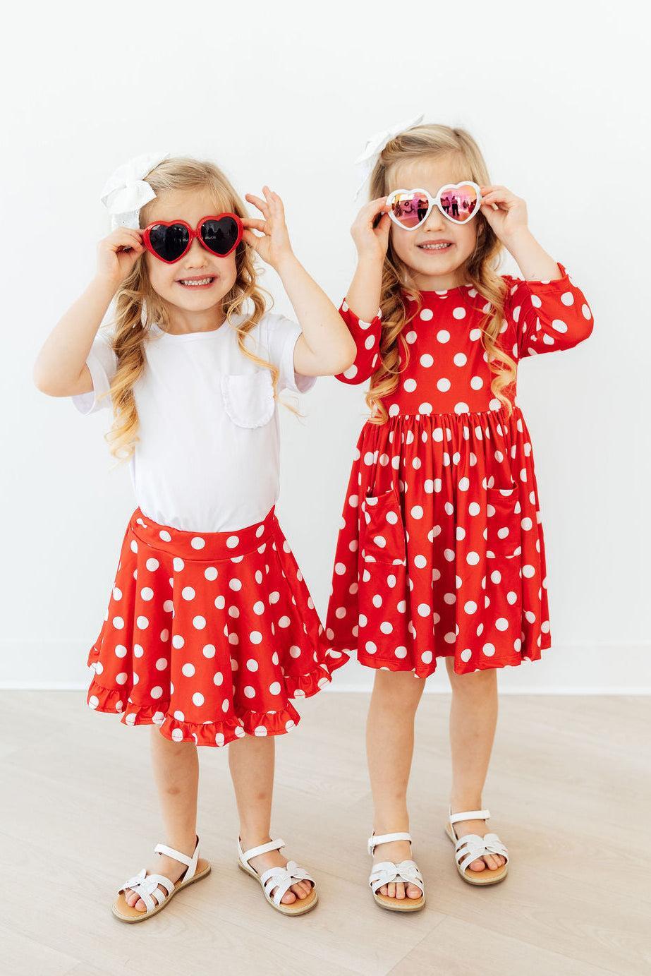 Red Polka Dots Ruffle Twirl Skort-Mila & Rose ®