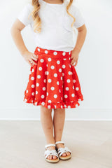 Red Polka Dots Ruffle Twirl Skort-Mila & Rose ®