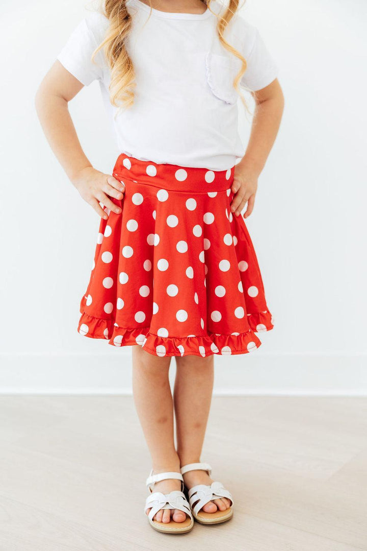 Red Polka Dots Ruffle Twirl Skort-Mila & Rose ®