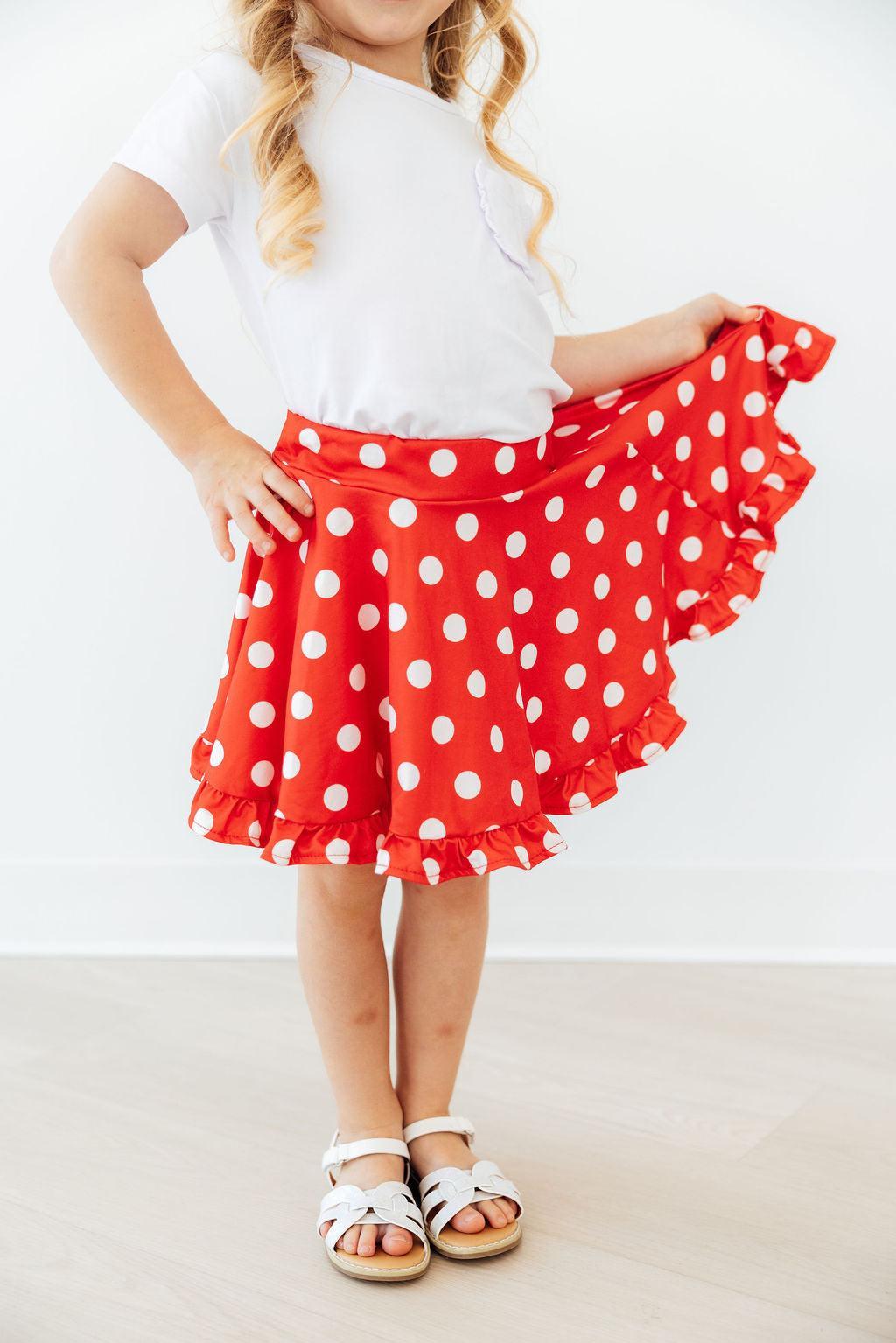 Red Polka Dots Ruffle Twirl Skort-Mila & Rose ®