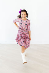 Petals & Ponies 3/4 Sleeve Pocket Twirl Dress-Mila & Rose ®