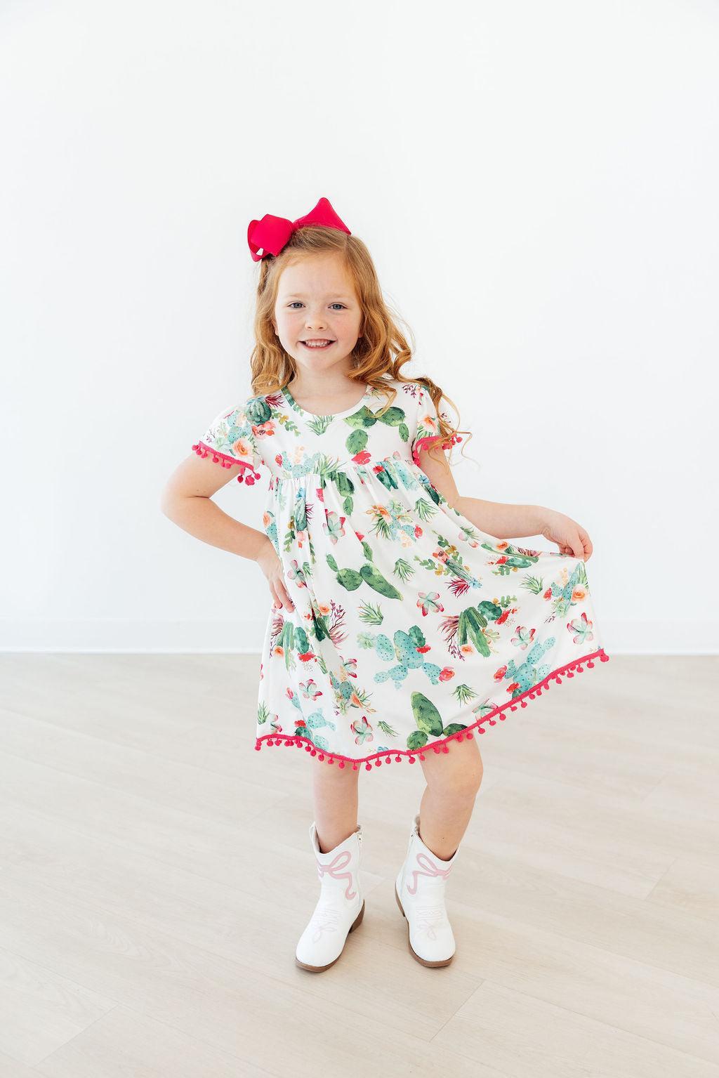 (L) Cute Cactus Pom Pom Dress-Mila & Rose ®