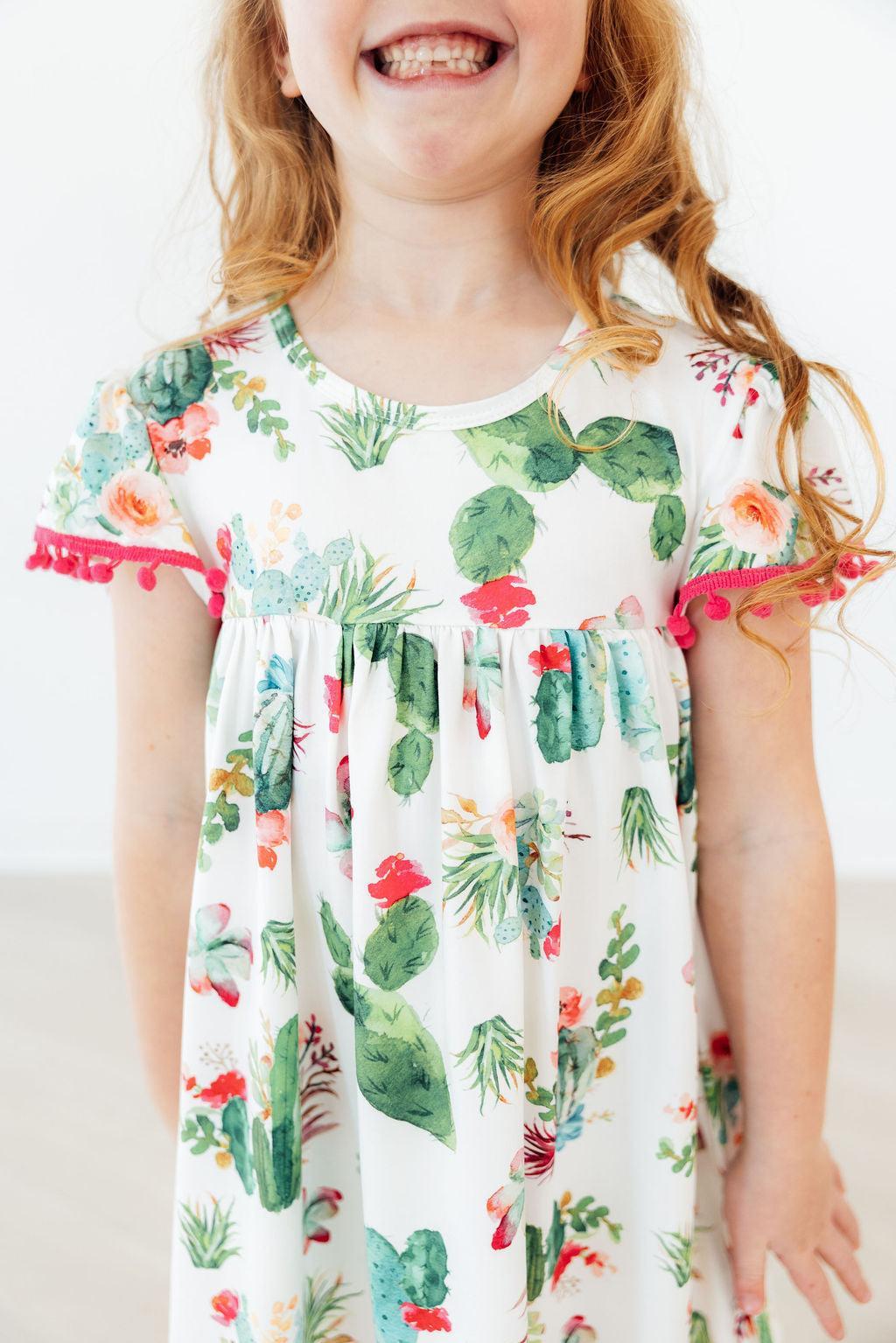 (L) Cute Cactus Pom Pom Dress-Mila & Rose ®