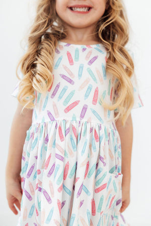 Color Crayons S/S Pocket Twirl Dress-Mila & Rose ®