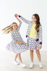 Mardi Gras 3/4 Sleeve Pocket Twirl Dress-Mila & Rose ®