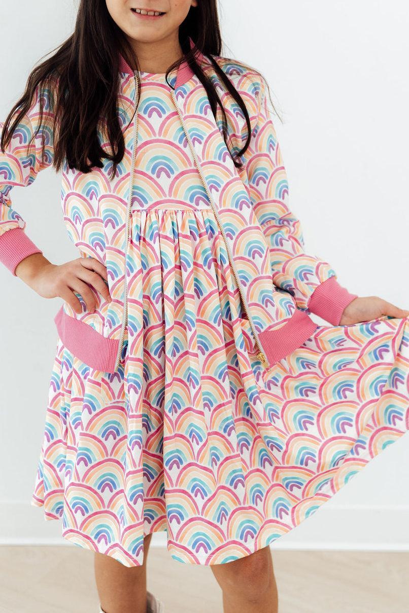 Watercolor Rainbows Satin Jacket-Mila & Rose ®