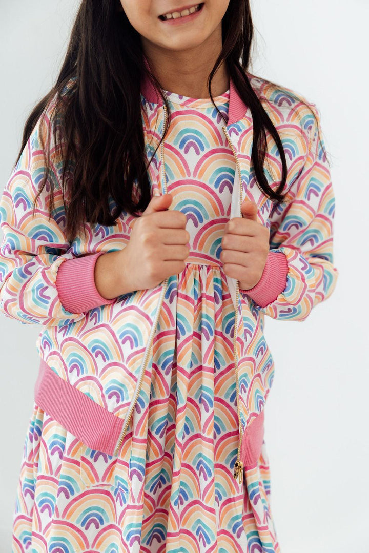 Watercolor Rainbows Satin Jacket-Mila & Rose ®