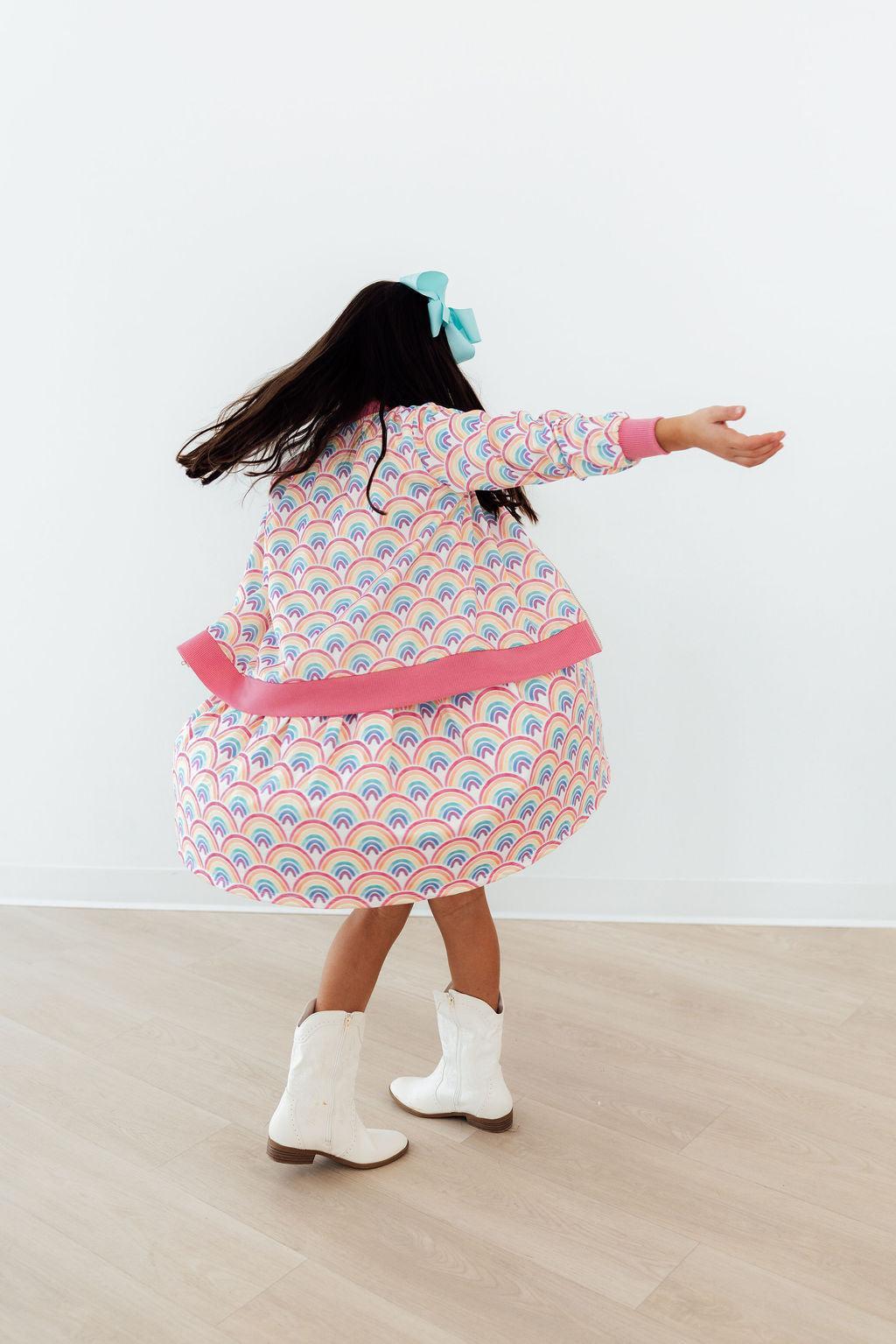 Watercolor Rainbows Satin Jacket-Mila & Rose ®