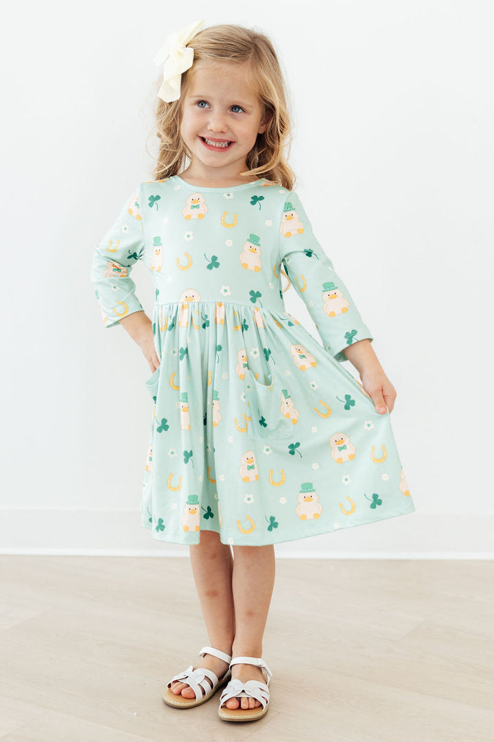 SALE Lucky Duck 3/4 Sleeve Pocket Twirl Dress-Mila & Rose ®