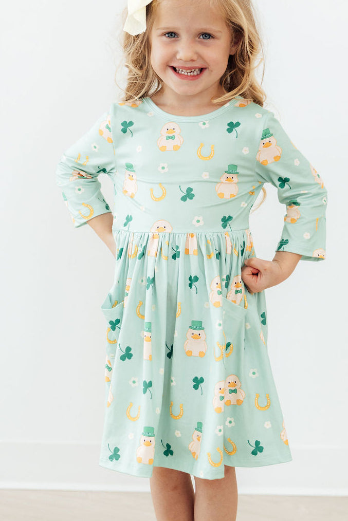 SALE Lucky Duck 3/4 Sleeve Pocket Twirl Dress-Mila & Rose ®