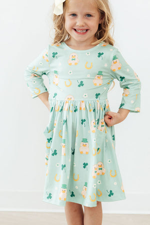 Lucky Duck 3/4 Sleeve Pocket Twirl Dress-Mila & Rose ®