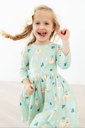 Lucky Duck 3/4 Sleeve Pocket Twirl Dress-Mila & Rose ®