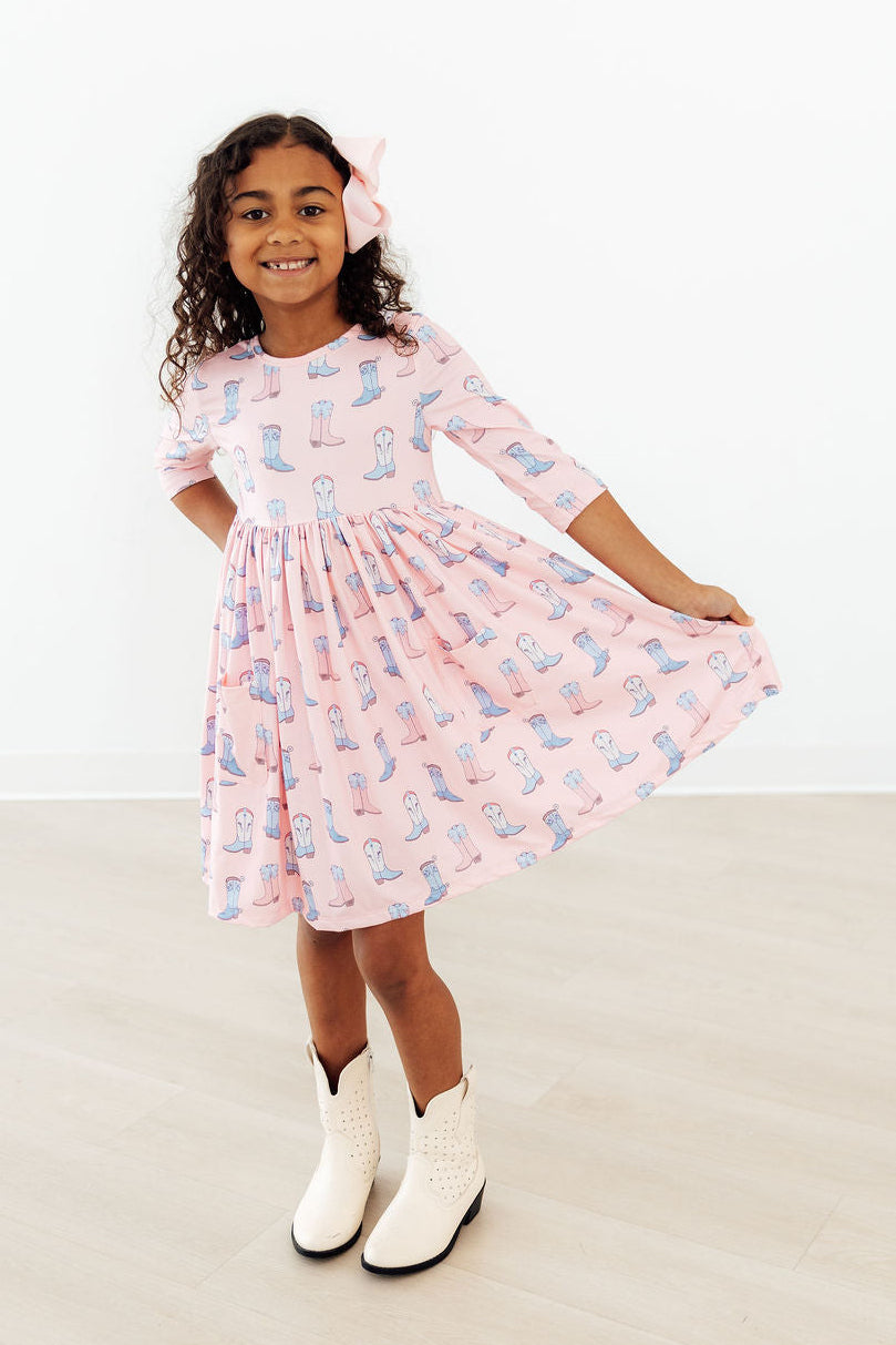 Ribbons & Rodeos 3/4 Sleeve Pocket Twirl Dress-Mila & Rose ®