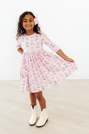 Ribbons & Rodeos 3/4 Sleeve Pocket Twirl Dress-Mila & Rose ®