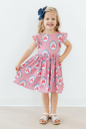 Once Upon a Castle Flutter Sleeve Twirl Dress-Mila & Rose ®