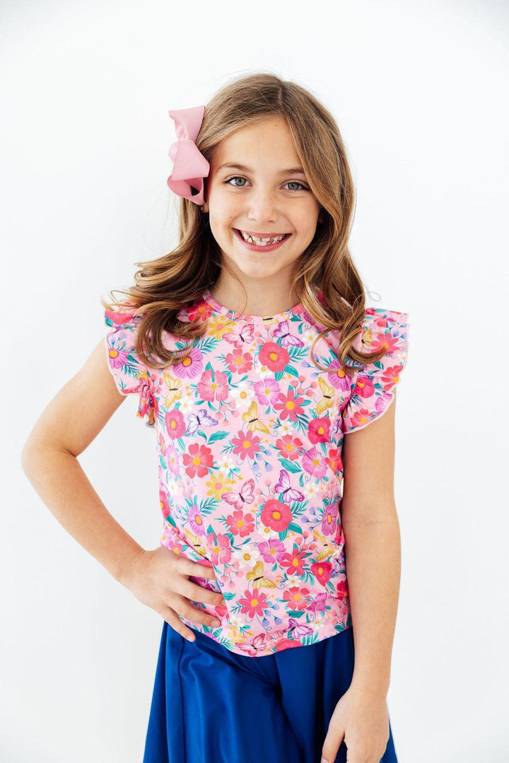 Fluttering Garden S/S Ruffle Tee-Mila & Rose ®