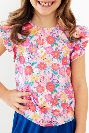 Fluttering Garden S/S Ruffle Tee-Mila & Rose ®