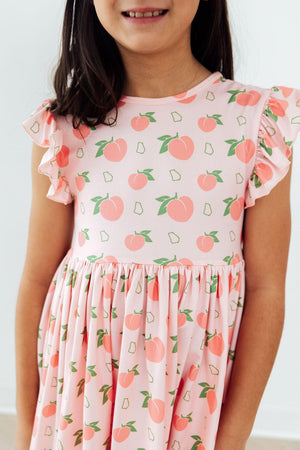 Georgia Peach Flutter Sleeve Twirl Dress-Mila & Rose ®