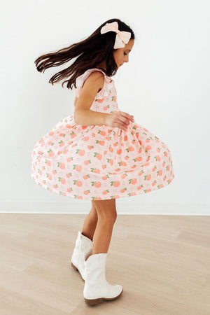 Georgia Peach Flutter Sleeve Twirl Dress-Mila & Rose ®