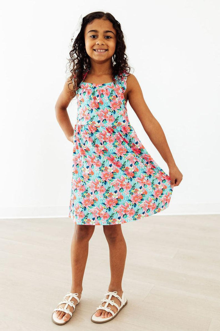 Petals in Paradise Ruffle Cross Back Dress-Mila & Rose ®