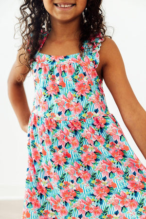 Petals in Paradise Ruffle Cross Back Dress-Mila & Rose ®