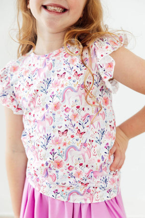 Whimsical Woods S/S Ruffle Tee-Mila & Rose ®