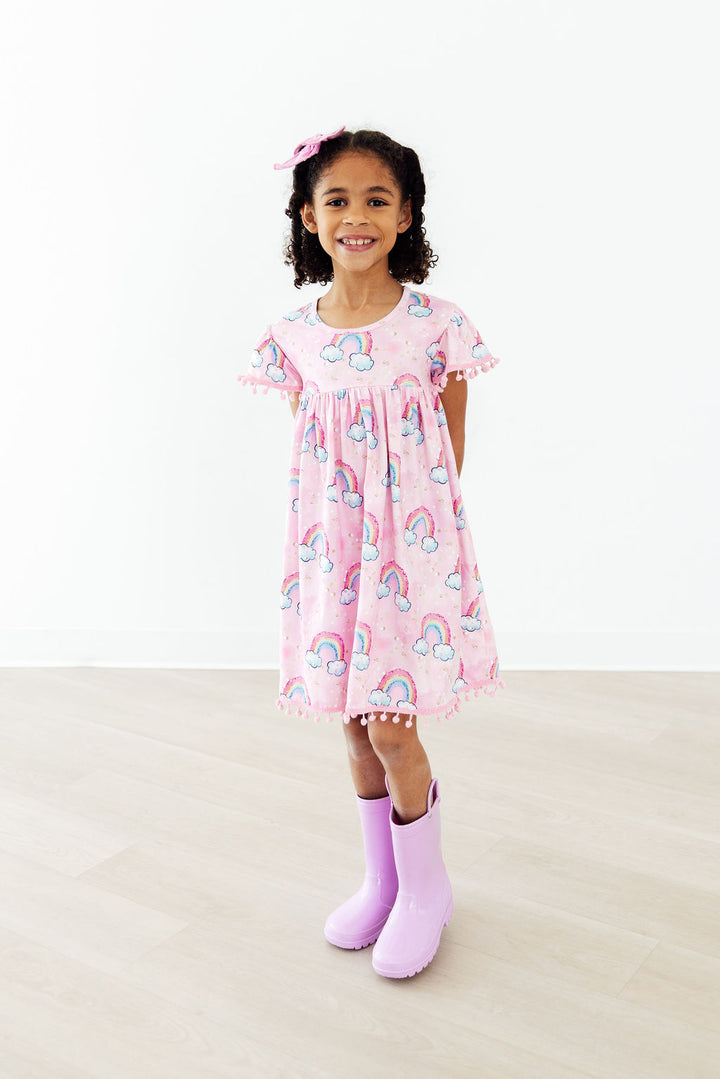 Sparkling Rainbows Pom Pom Dress-Mila & Rose ®
