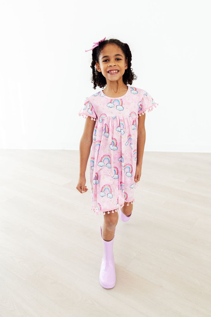 Sparkling Rainbows Pom Pom Dress-Mila & Rose ®