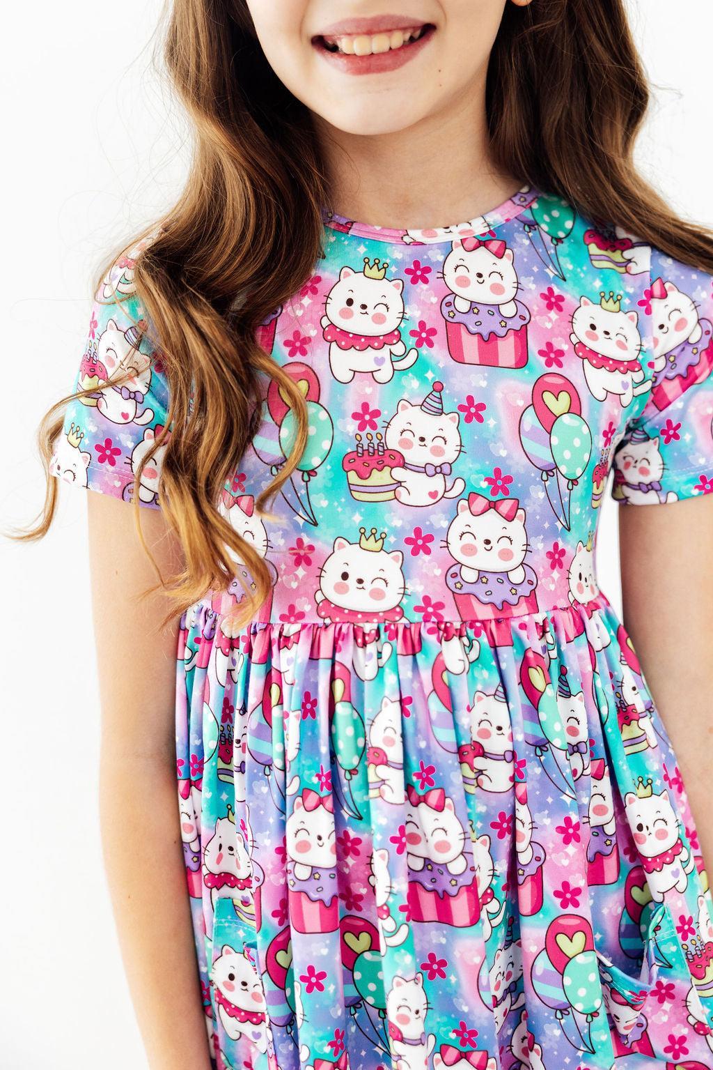 Time to Purr-ty S/S Pocket Twirl Dress-Mila & Rose ®